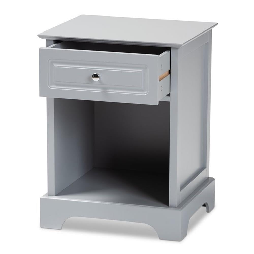Baxton Studio Chase Modern Transitional Light Grey Finished 1-Drawer Wood Nightstand